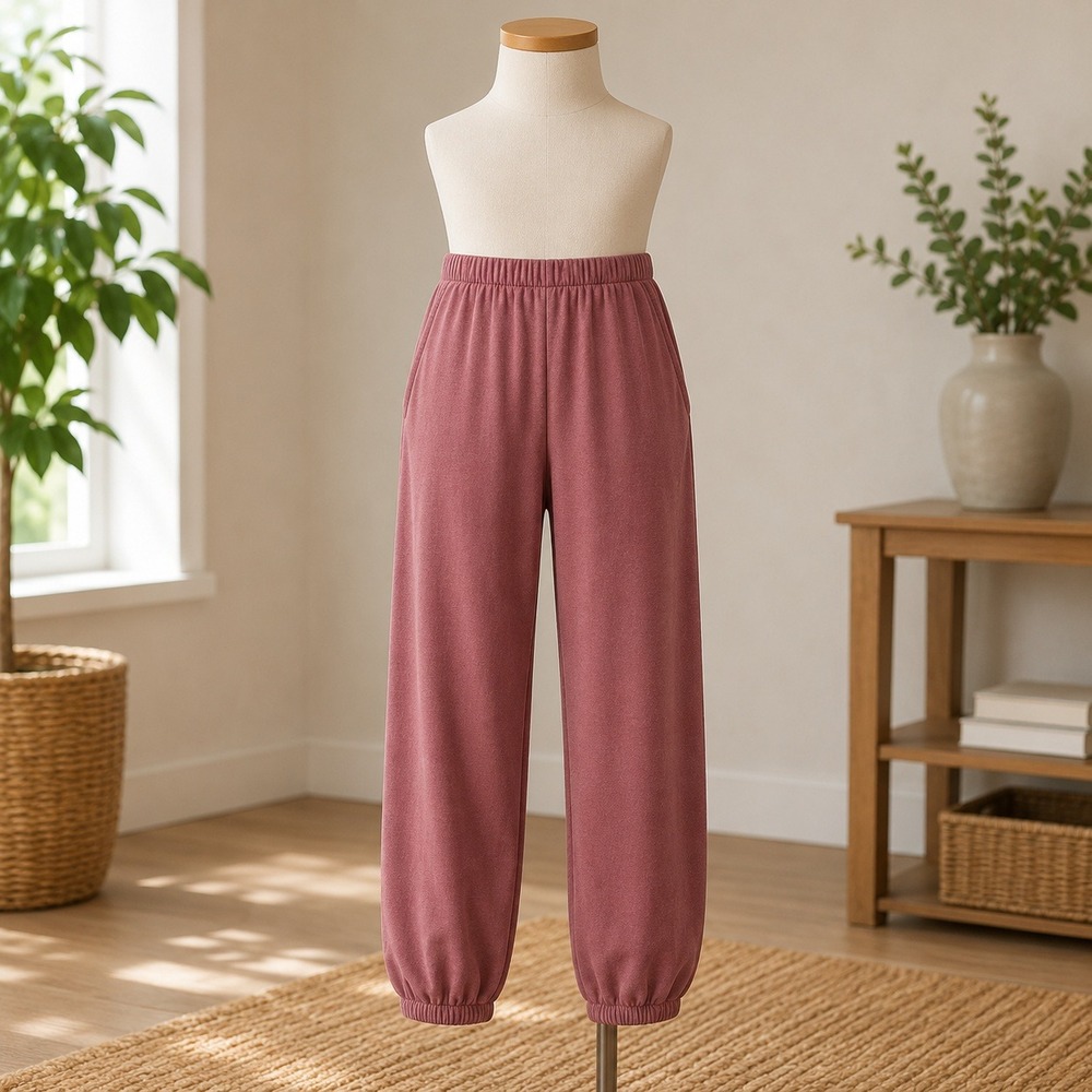 Berkshire Homewear Jogger Lounge Pants Womens 3X Burgundy Ribbed Knit Pajamas